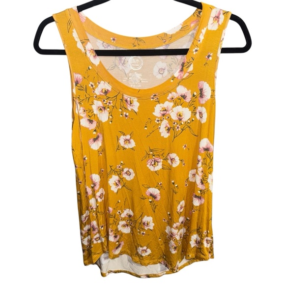 24/7 Maurices Tops - 24/7 Maurice’s Medium Mustard Yellow Floral Tank Top